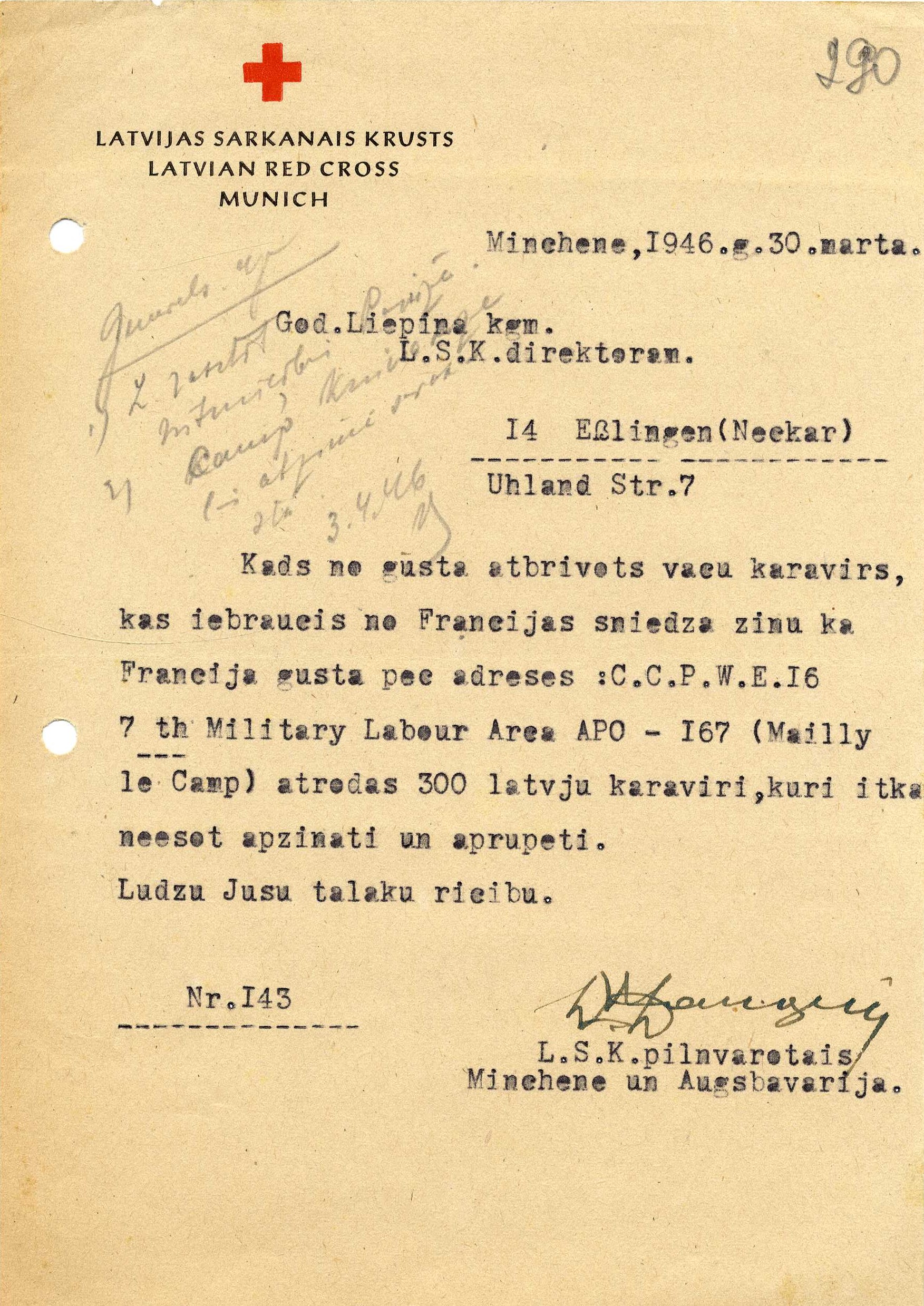 Atbrīvoto karavīru sniegtās ziņas LSK par sagūstīto latviešu karavīru atrašanās vietām.