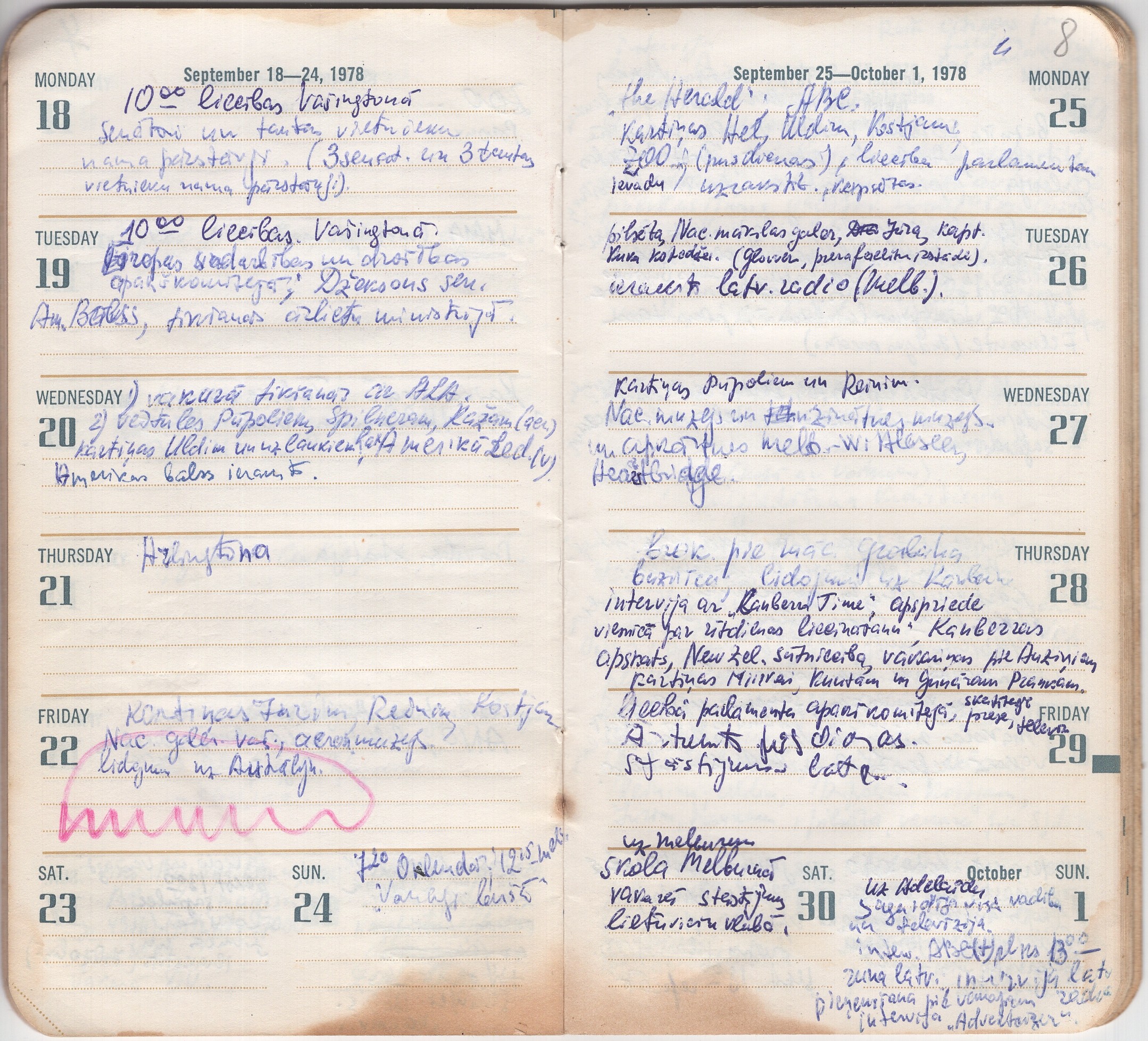 Fragments no Viktora Kalniņa piezīmju grāmatiņas. 1978. gada 18. septembris – 1. oktobris.