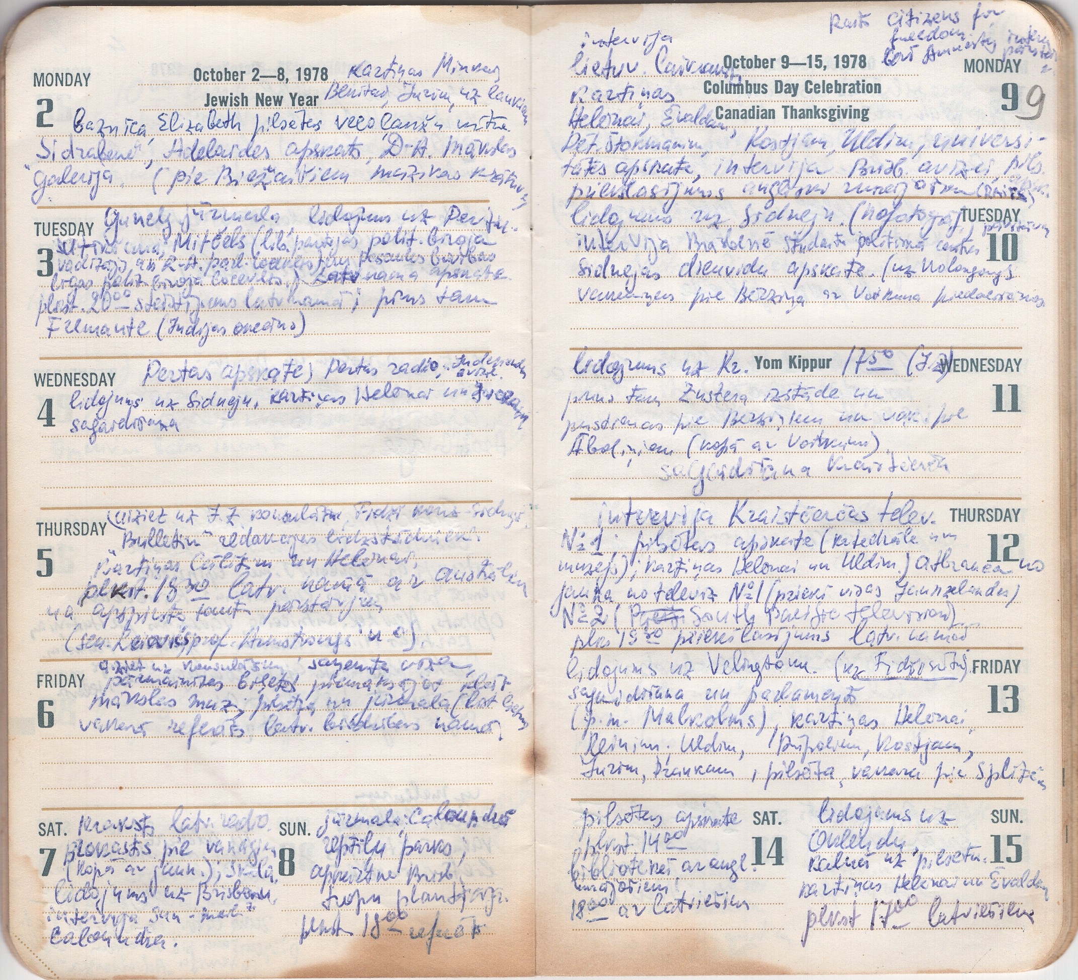 Fragments no Viktora Kalniņa piezīmju grāmatiņas. 1978. gada 2. – 15. oktobris.