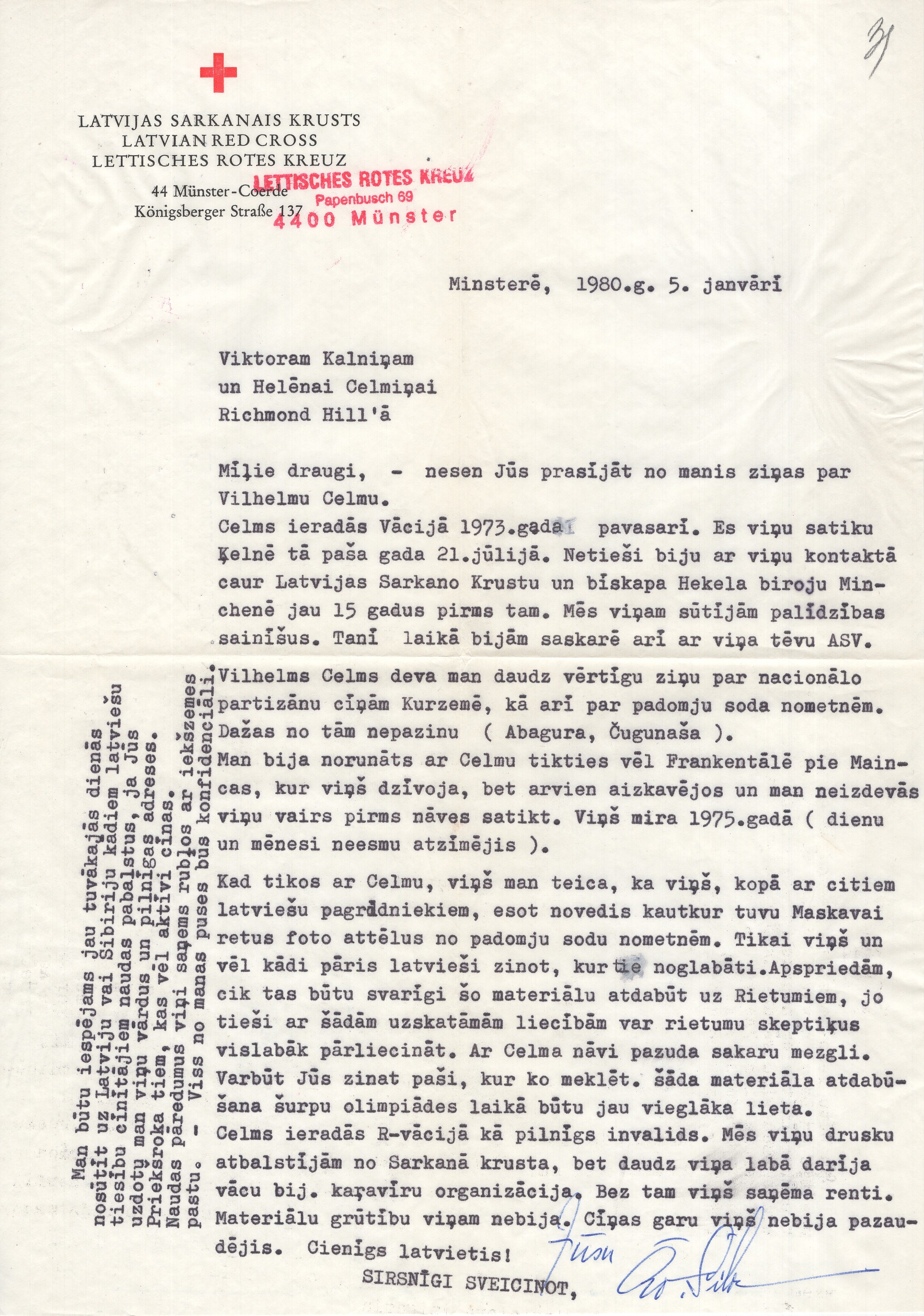 Sarakste ar Ādolfu Šildi. 1980. gada 5. janvāris.