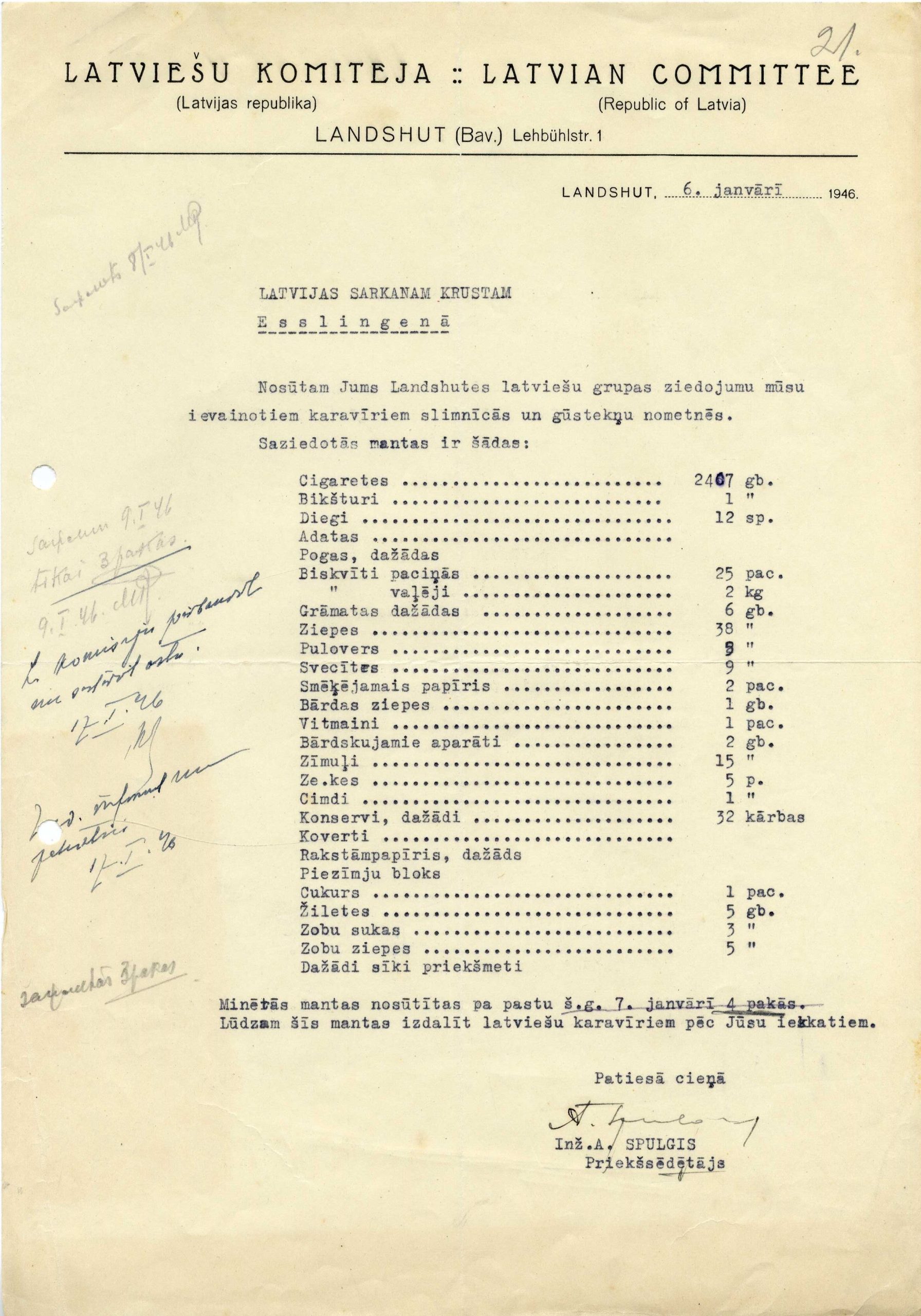 Vākto ziedojumu saraksti.