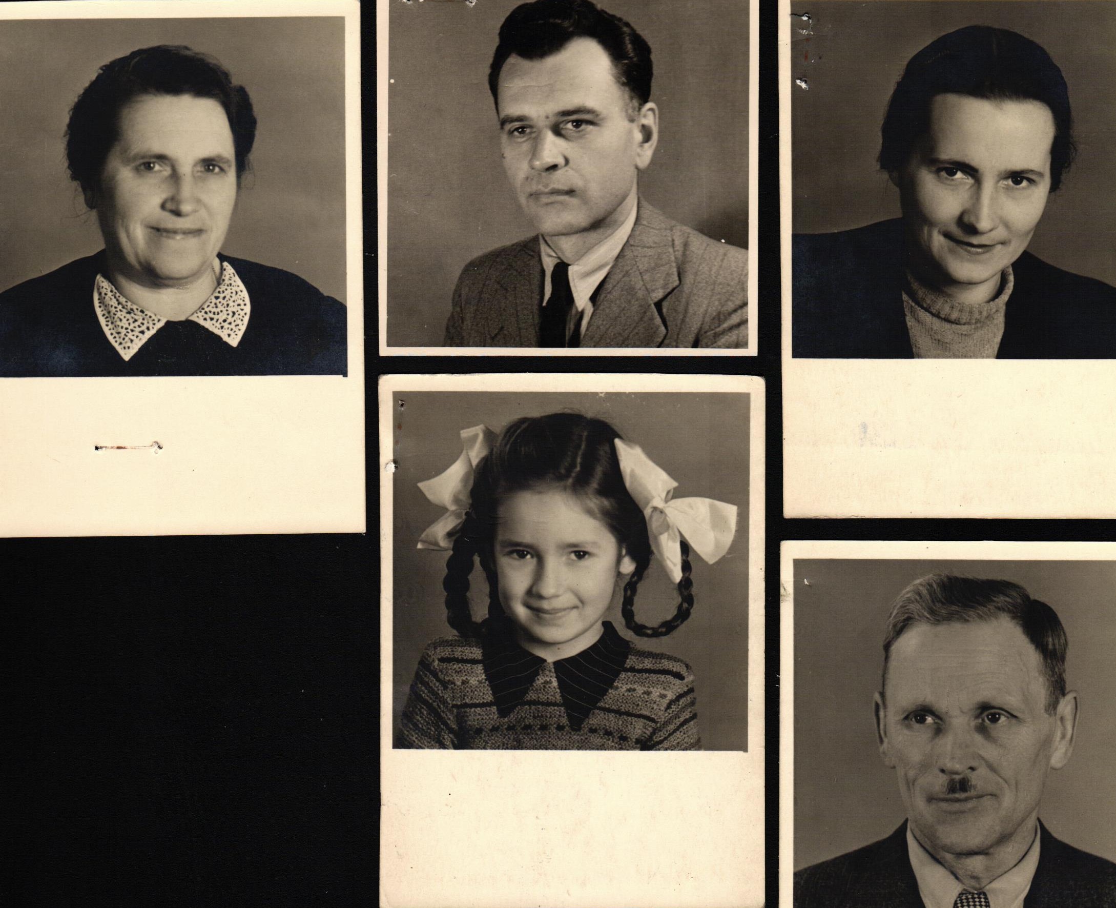 Augusts Birnbaums, Vera Birnbauma, viņu meitiņa Ināra Birnbauma, Veras vecāki Aleksandra un Kārlis Lāči. 1949. gads.