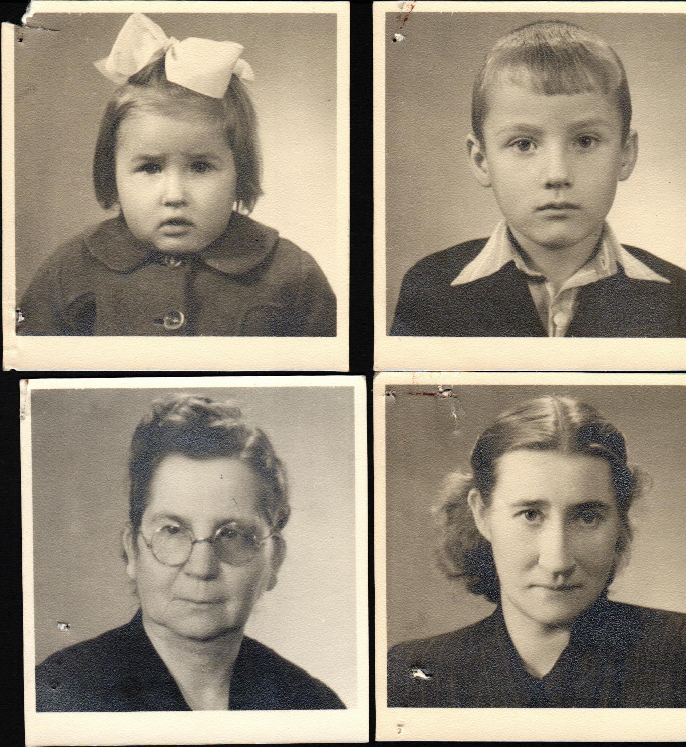 Baumaņu ģimene – Olga, Anna, Ilga un Jānis. 20. gs. 40. gadi.