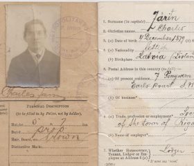 Kārļa Zariņa pase, izdota 1919. gadā. Avots: LNA_LVA, F2263_1_187, 1. lp.