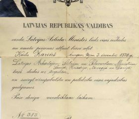 Kārļa Zariņa Latvijas Republikas diplomātiskā pase, izdota 1923. gadā. Avots: LNA_LVA, F2263_1_187. lp.