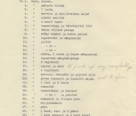 Kārļa Zariņa personīgo mantu saraksts pārvešanai no Tallinas uz Londonu. Avots: LNA_LVA, F2263_1_62, 11. lp.