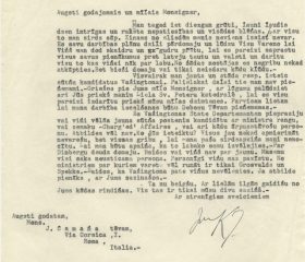 Kārļa Zariņa vēstule Jāzepam Čamanim Vatikānā par intrigām un sūtņu kandidātiem Vašingtonas sūtniecībā. 1953. gada 30. novembris. Avots: LNA_LVA, F2263_1_104, 2. lp.