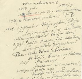 Kārļa Zariņa piezīmes par kara laika notikumiem 1939.-1941. gadā. Avots: LNA_LVA, F2263_1_38, 8. lp.