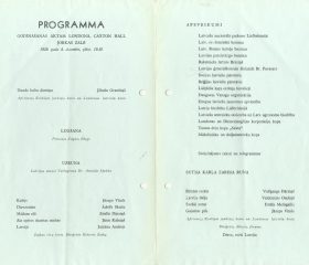 Kārļa Zariņa 80 gadu dzimšanas dienas godināšanas akta programma, 1959. gads. Avots: LNA_LVA, F2263_1_77, 63. lp.