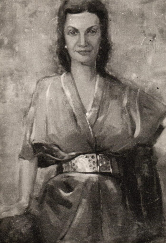 Elzas Daugavietes-Lapukinas portrets. Alfrēda Lapukina eļlas gleznas fotoreprodukcija. 1949. gads. Avots: LNA_LVA_F2151_1v_16, 5. lp.